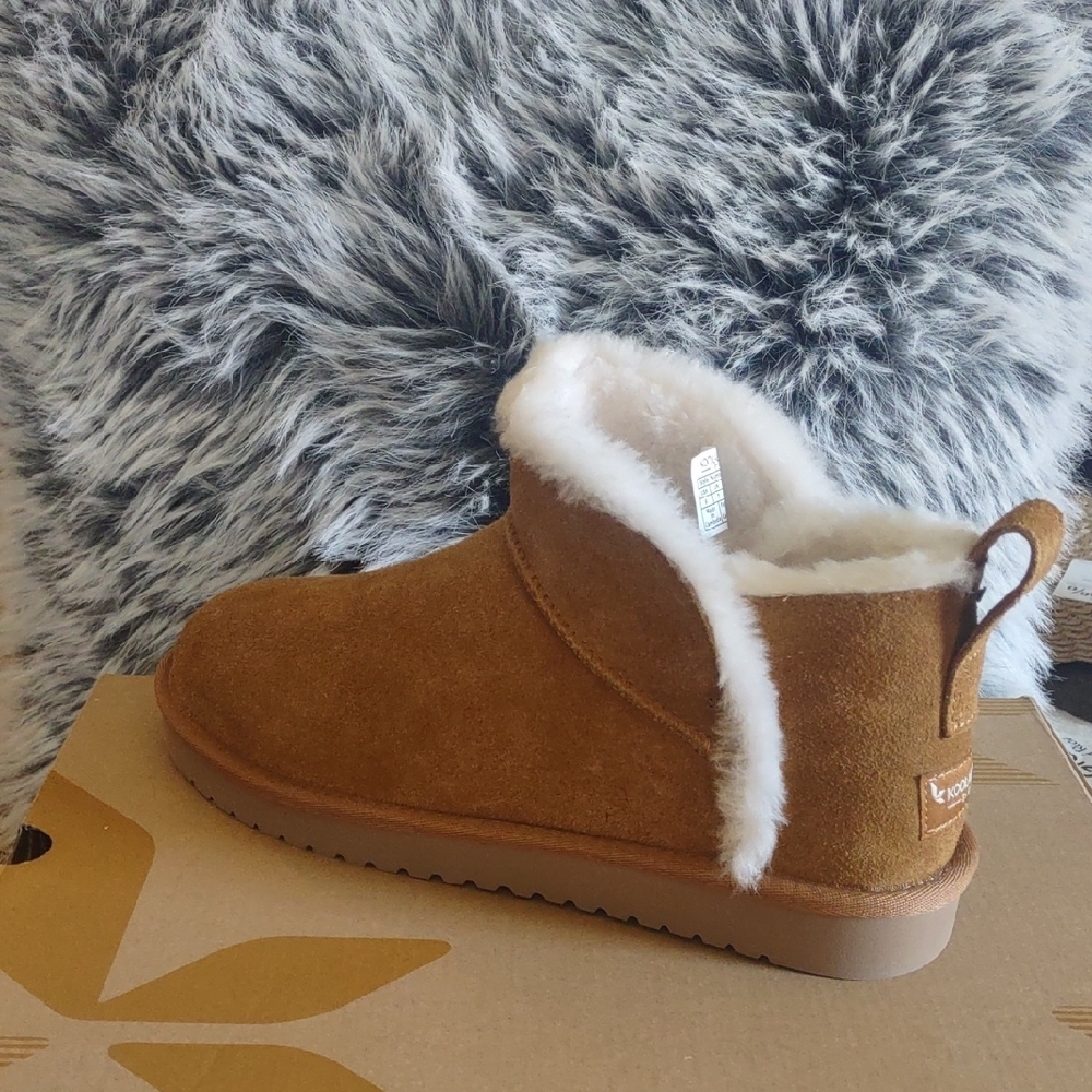 Chestnut Suede Shearling Ankle Boots
